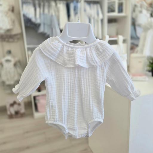 Pelele bambula blanco manga larga [0]