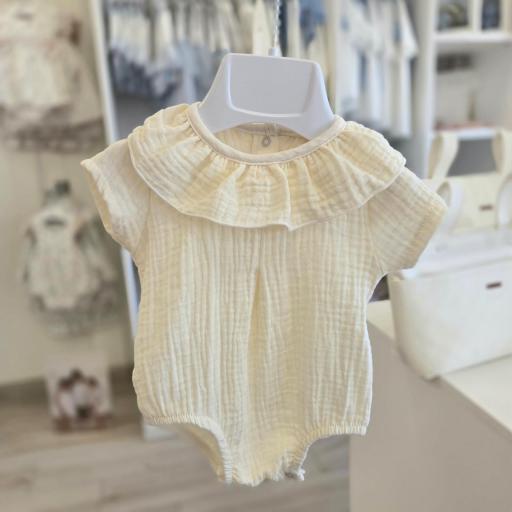 Pelele bambula marfil manga corta [0]