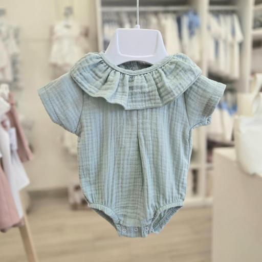 Pelele bambula verde menta manga corta  [0]