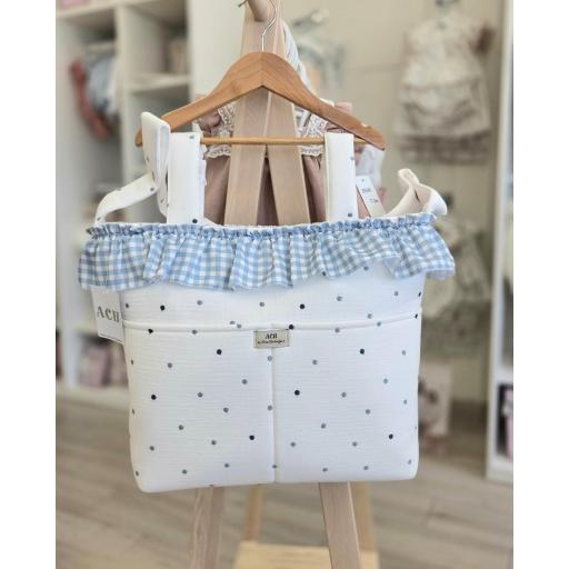 Bolso talega con volante mod.Plumeto azul Artesanía Chari