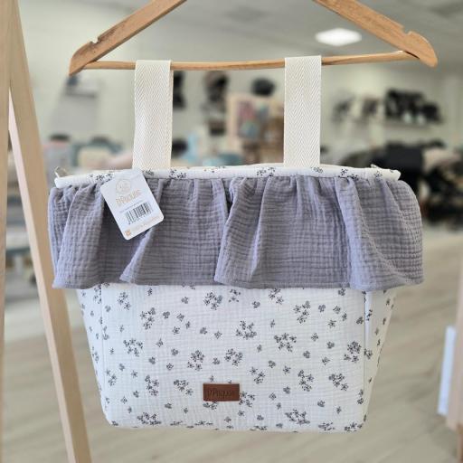 Bolso Talega grande volante Flores gris ref.606 [0]