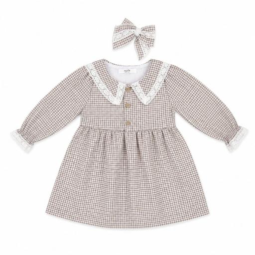 Vestido vichy marrón con lazo para el pelo Rapife ref.4545 [0]