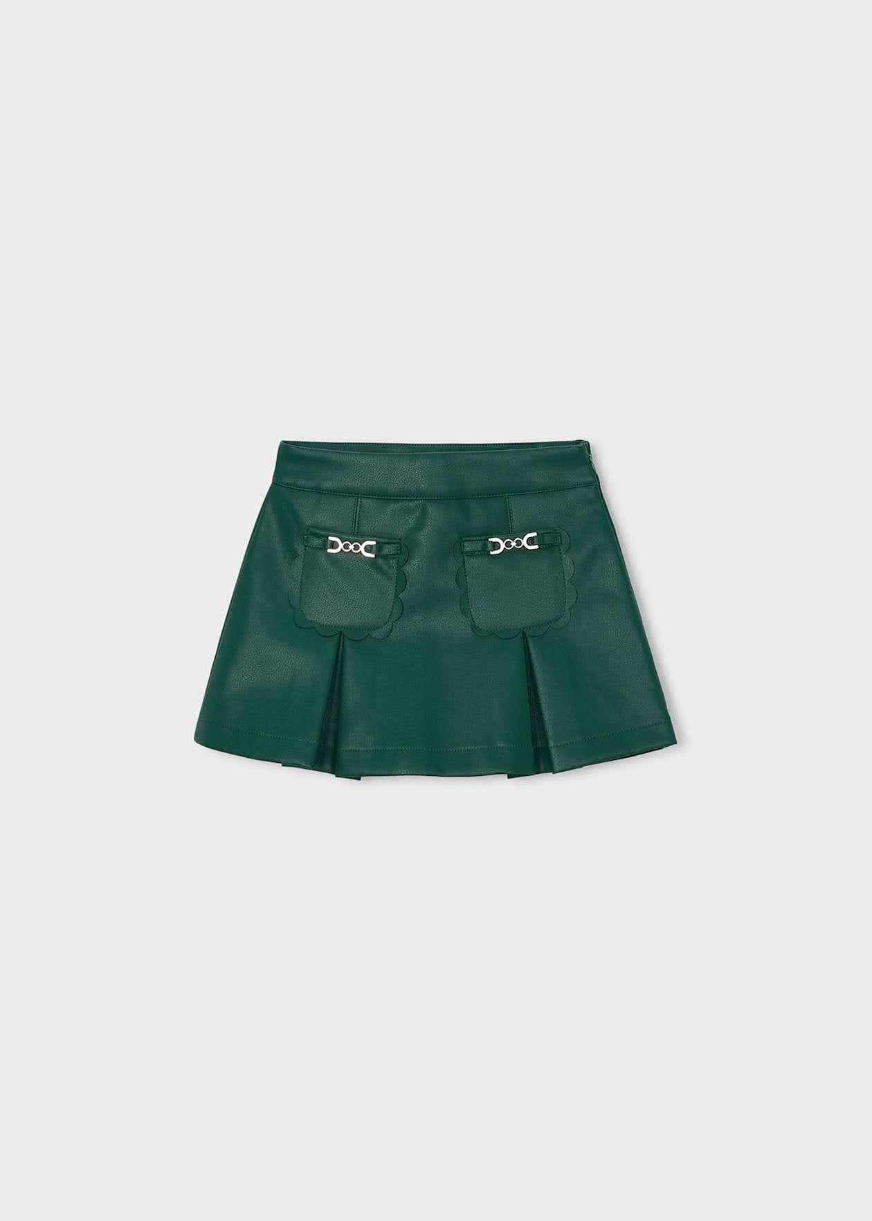 Falda polipiel bolsillos verde botella Mayoral ref.4904