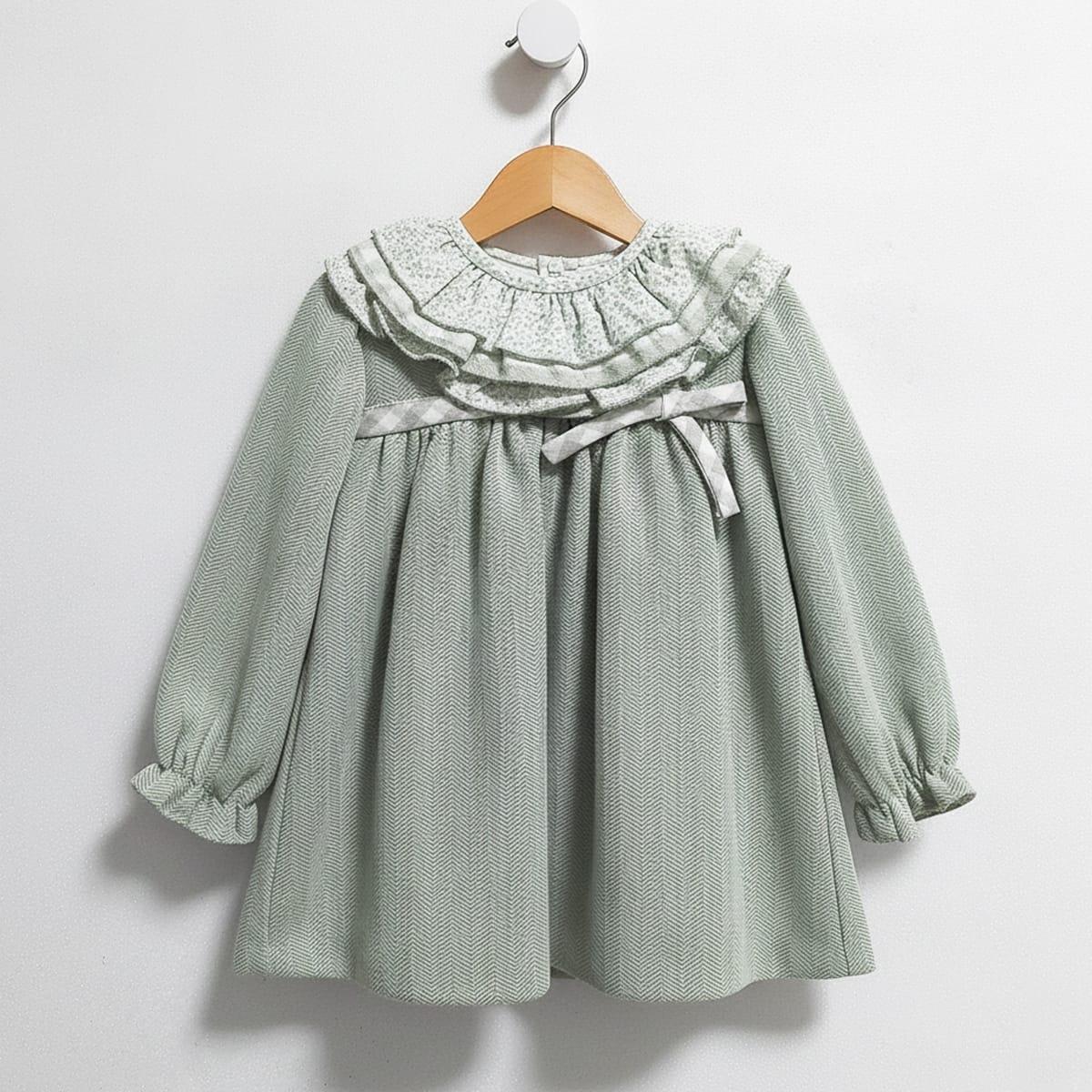 Vestido flores vichy verde ref.26656