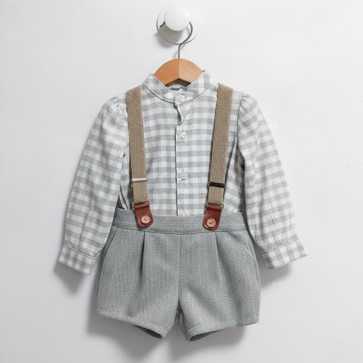 Conjunto niño peto y camisa vichy verde ref.26362 [0]