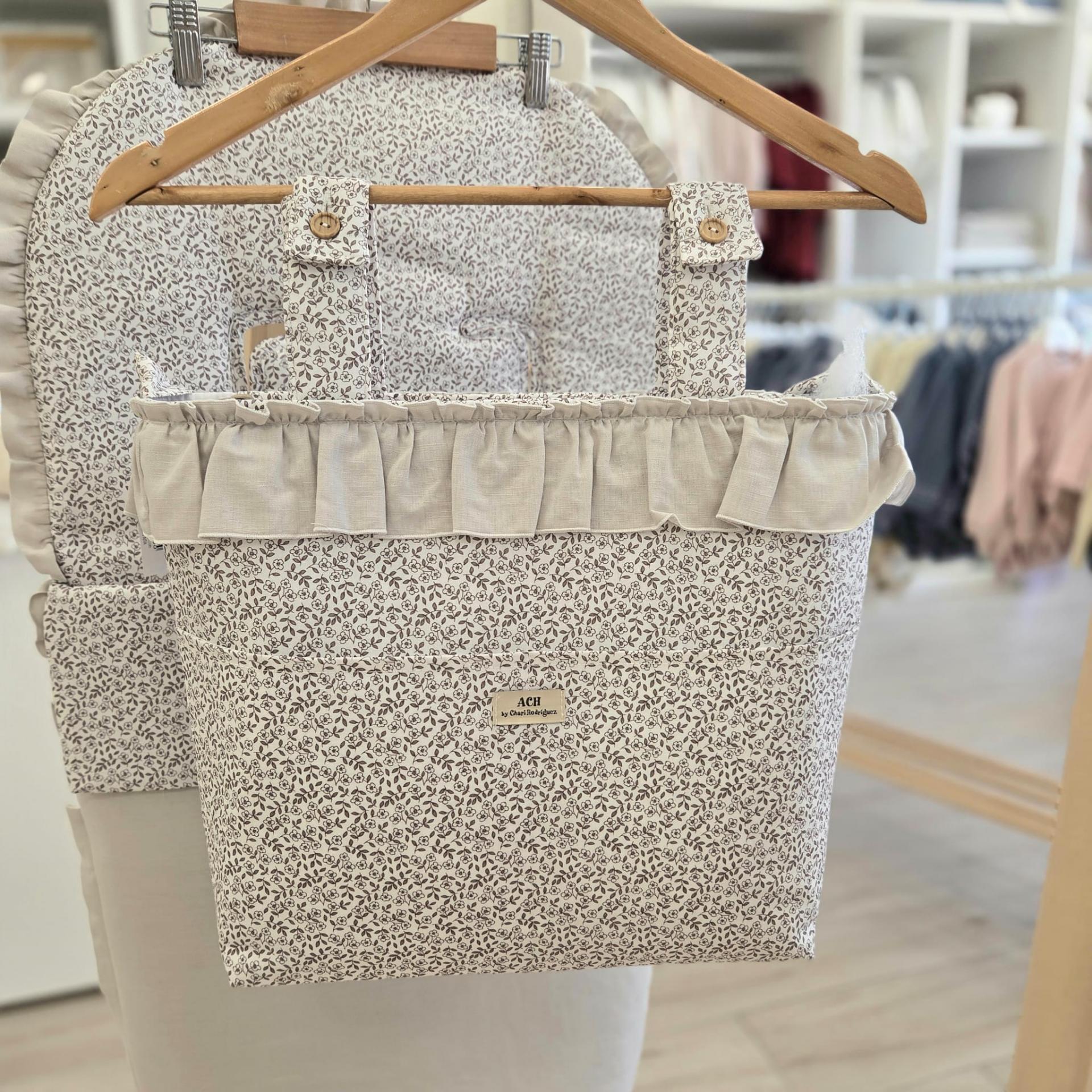 Bolso talega volante flores marrón ACH