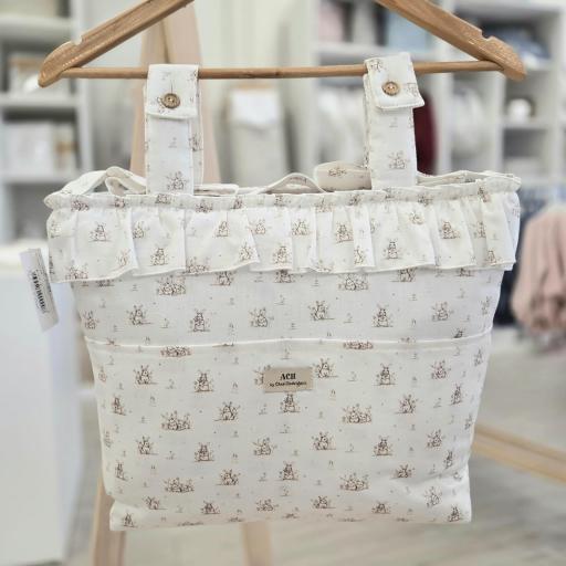 Bolso talega volante conejitos marrón ACH [0]