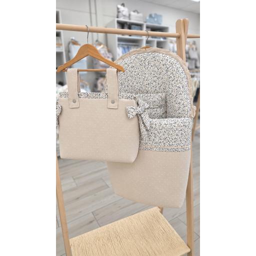 Conjunto saco silla universal y bolso plumeti piedra flores azul [0]