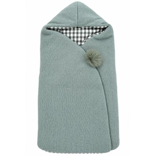Saco capazo verde vichy con pompón Sedutex ref.520 [0]
