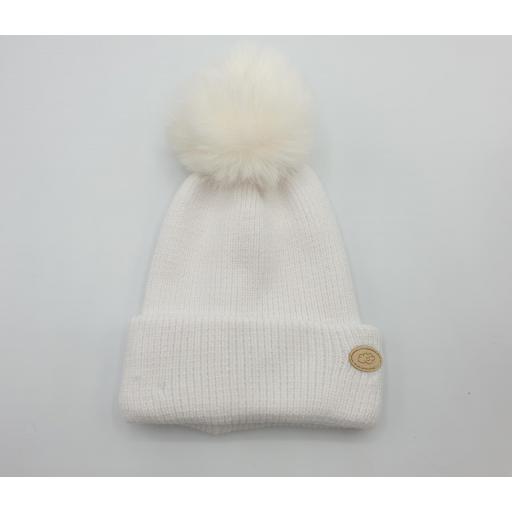 Gorro Pompón Marfil Monnuage 3 en 1