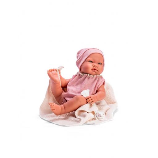 María muñeca con  body y gorro punto rosa manta beige [0]