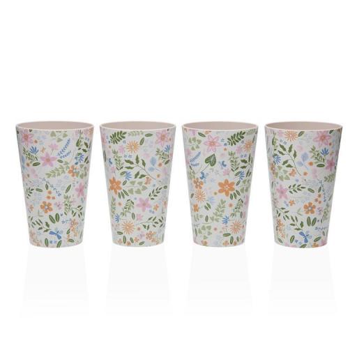 Set de 4 vasos modelo Flores