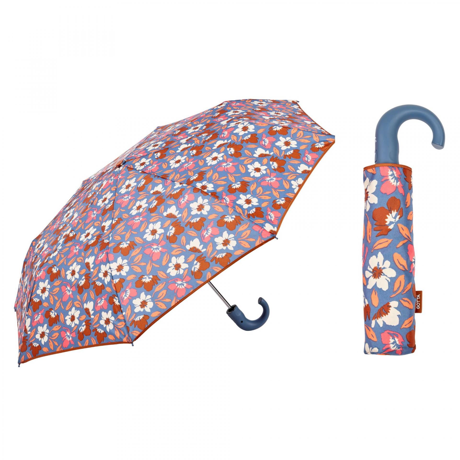 Paraguas plegable Gotta de Ezpeleta con puño estampado flores