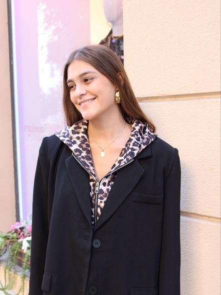 Blazer con Capucha Leopardo