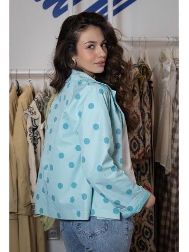 Blazer Impermeable Sesamo Topos Aguamarina [1]