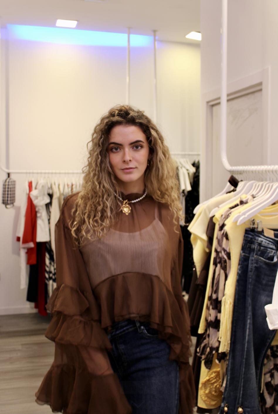 Blusa Trisha Manga Volantes Corta