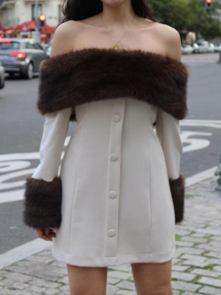 VESTIDO AUDREY BLANCO CUELLO PUÑOS PELO [4]