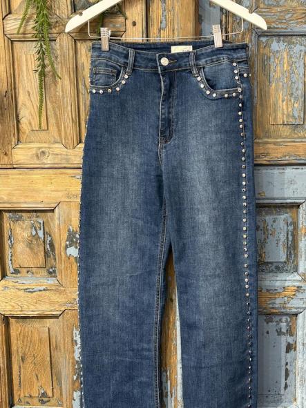 Denim blue skinny tachuelas