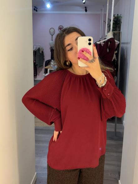 Blusa Burdeos Mangas Plisadas [1]