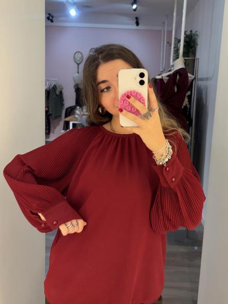 Blusa Burdeos Mangas Plisadas [3]