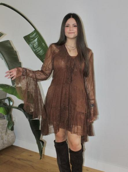 Vestido Nora Corto Café