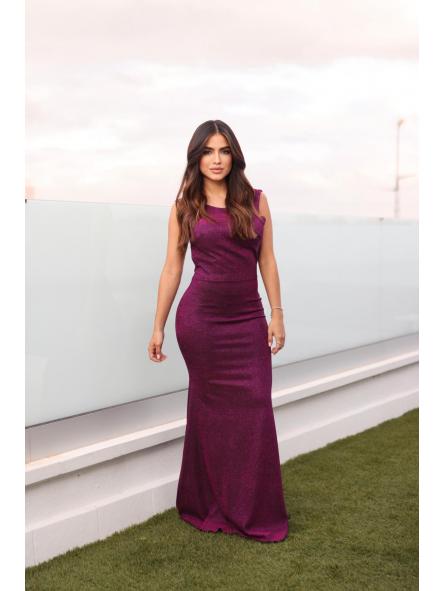 Vestido Lazo Glitter Morado 