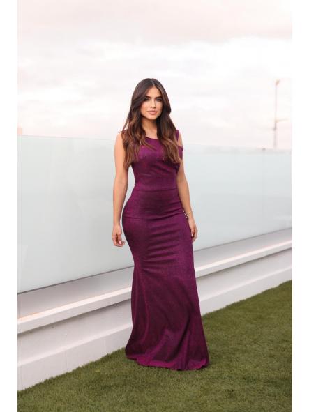 Vestido Lazo Glitter Morado  [4]