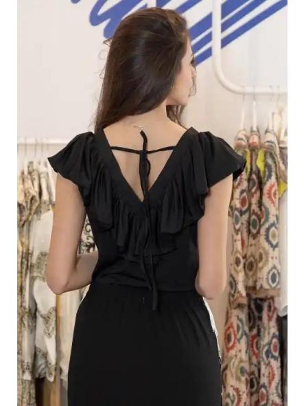 Body Volantes Escote en V Negro [2]