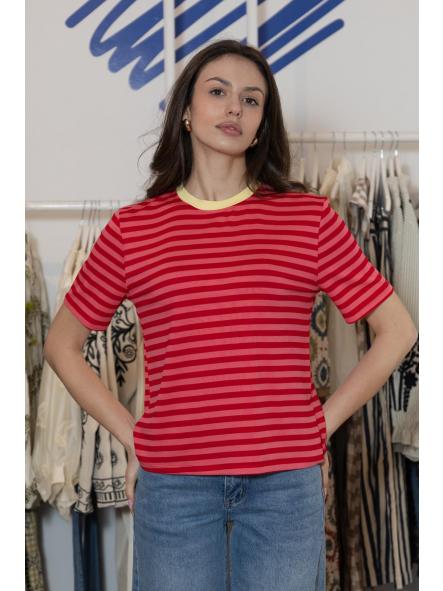 Camiseta Sesamo Rayas Rojo-Fucsia [2]