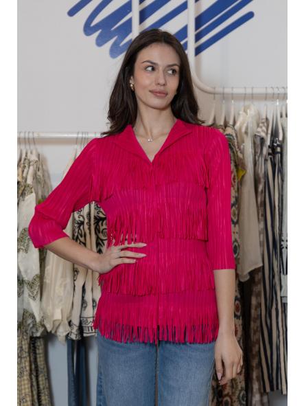 Camisa Miyake Flecos Fucsia