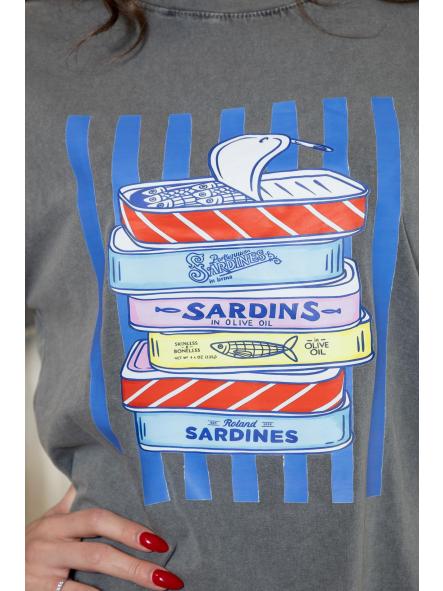 Camiseta Latas Sardinas Negro Desgastado [1]