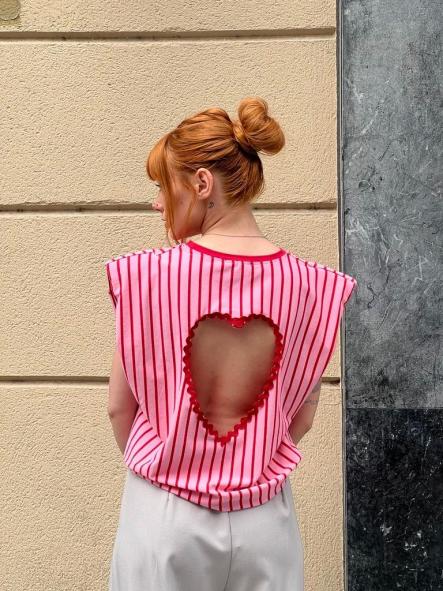 Camiseta Corazón Espalda Rayas
