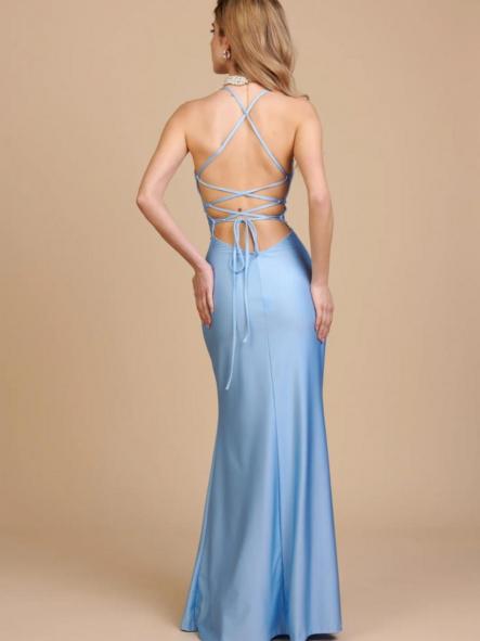 Vestido Alma Espalda Cruzada Azul Marino [1]