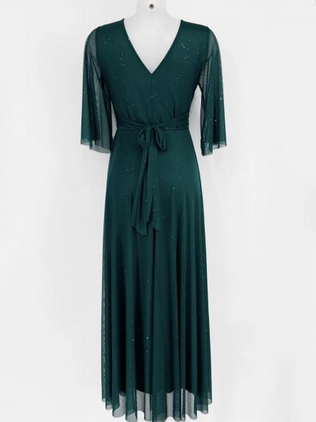 Vestido Atenea Brillitos Manga Verde Botella [1]