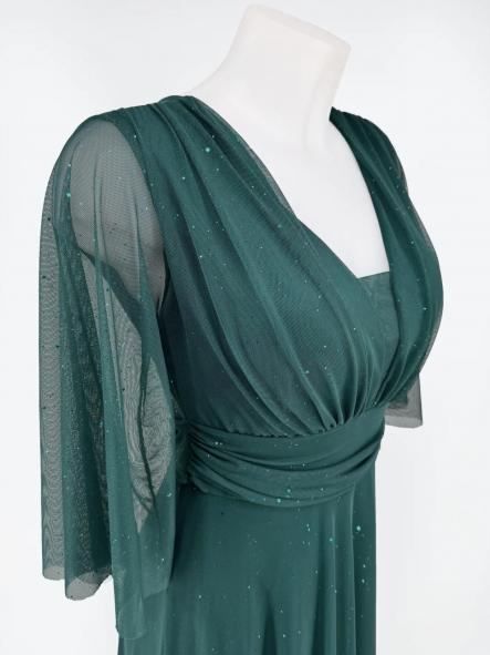 Vestido Atenea Brillitos Manga Verde Botella [2]