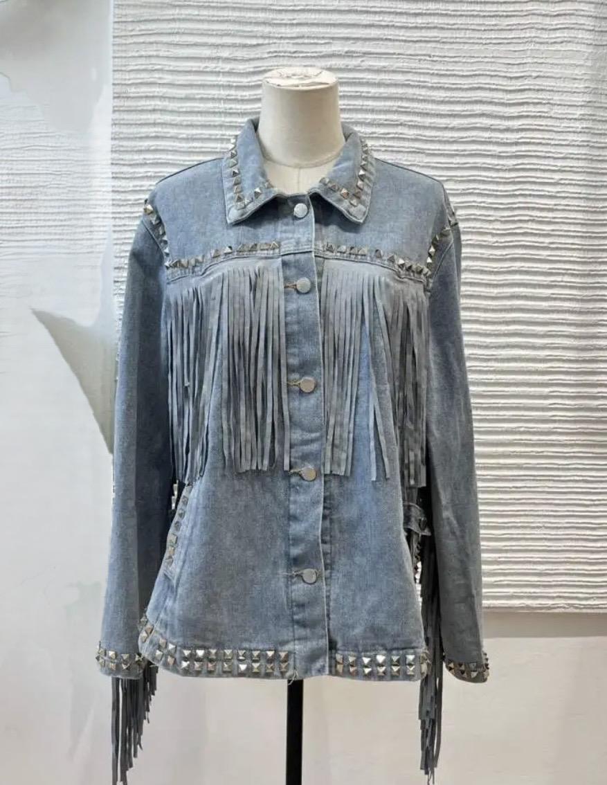 Chaqueta Denim Flecos Tachas