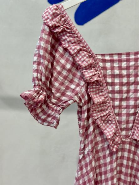 Vestido Vichy volante en V [1]