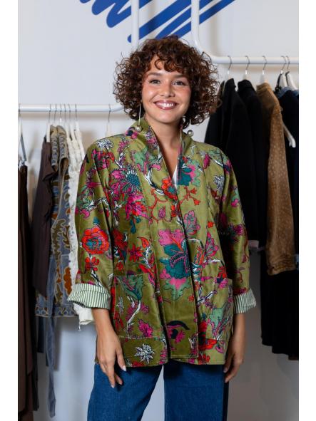 Kimono Velvet Verde-Naranja