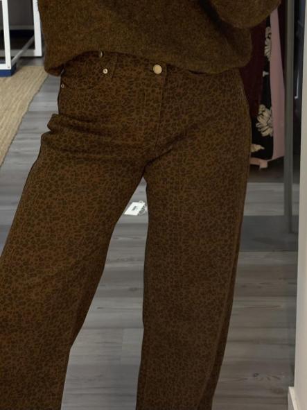 Denim Leopardo Botón Ladeado [0]