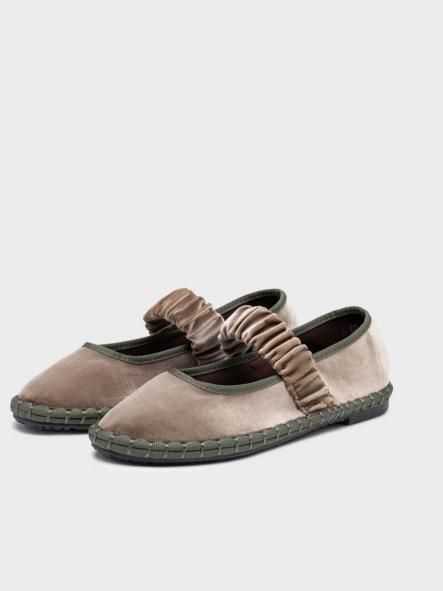 Merceditas Elástico Terciopelo Taupe y verde  [2]