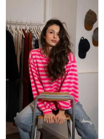 Sudadera Strippes fluor FucsiaRosa [1]