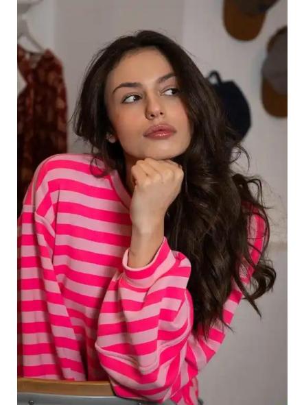 Sudadera Strippes fluor FucsiaRosa