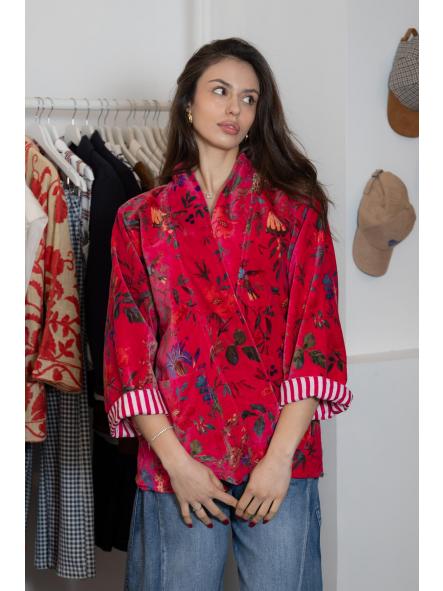 Kimono Blazer Velvet Fucsia. [1]
