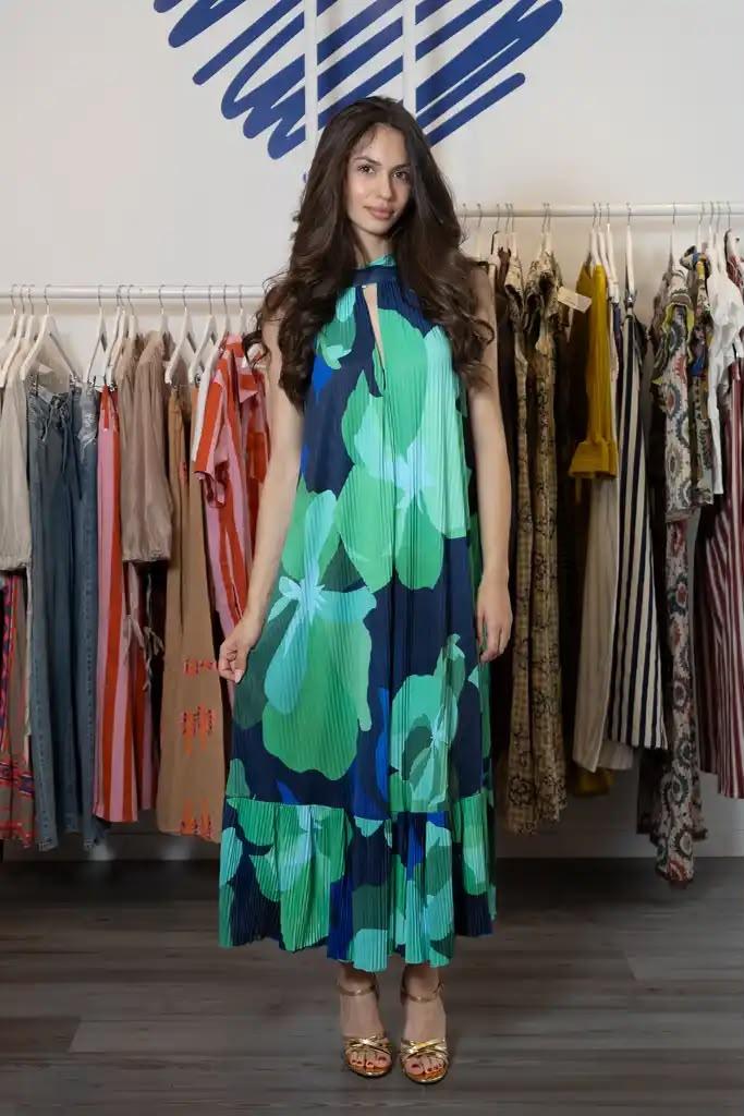 Vestido Plisado Verde