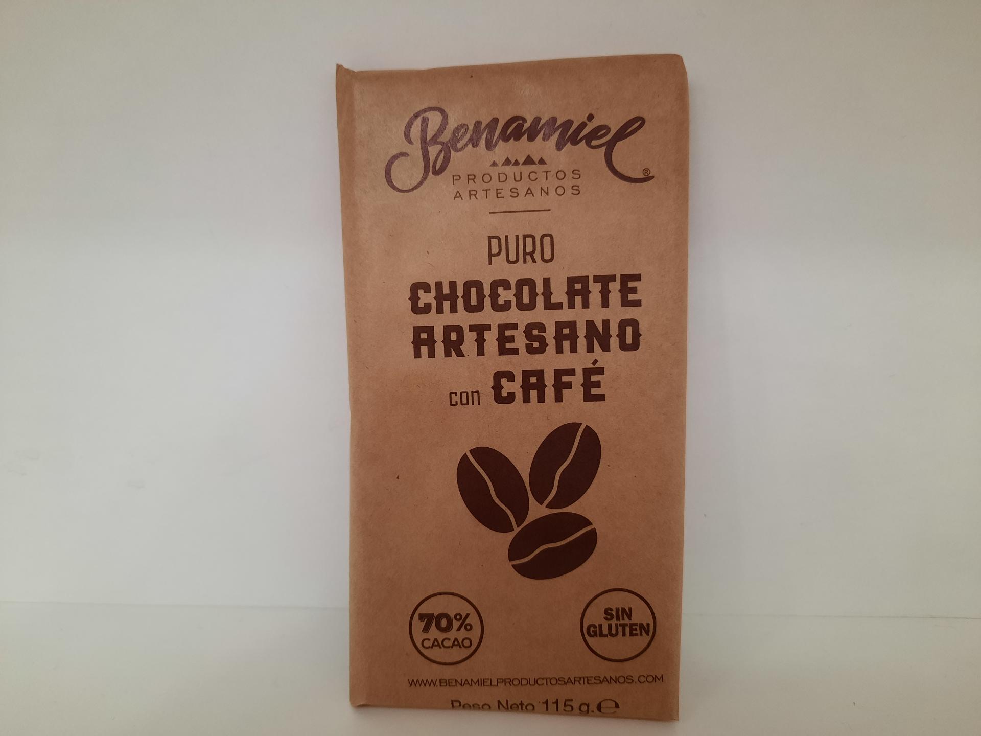 Tableta de chocolate puro con CAFÉ (sin gluten) 115 gr.