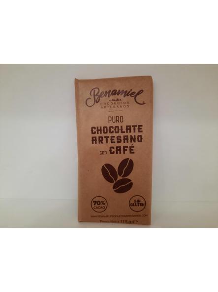 Tableta de chocolate puro con CAFÉ (sin gluten) 115 gr.