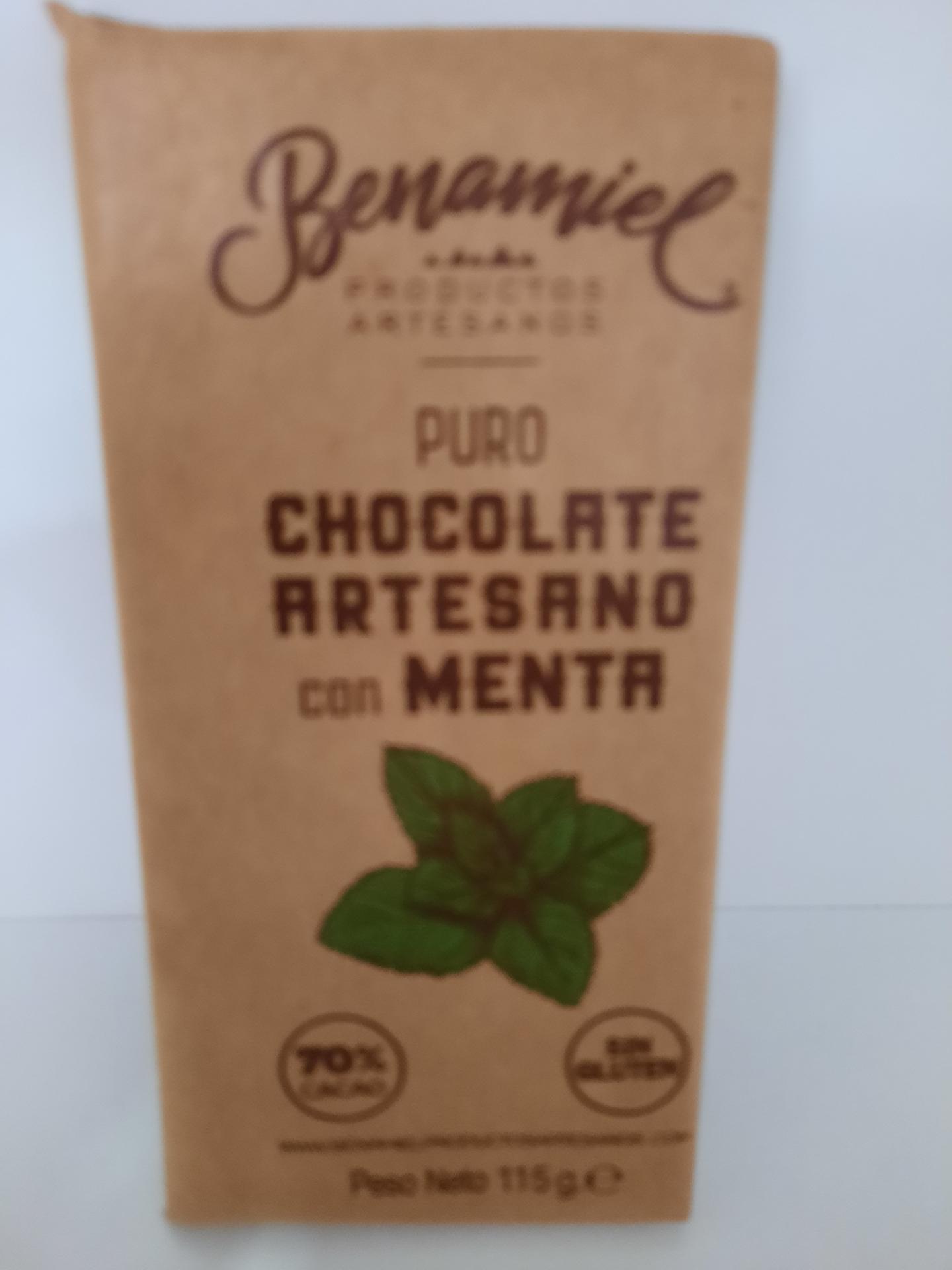 Tableta de chocolate puro con MENTA (sin gluten ) 115 gr.