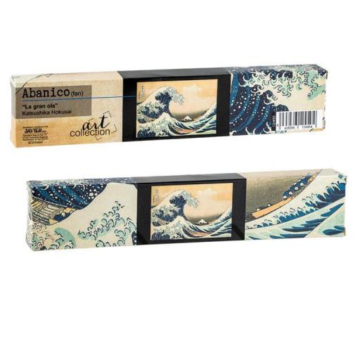ABANICO DE MADERA Y TELA LA GRAN OLA "Katsushika Hokusai" [2]