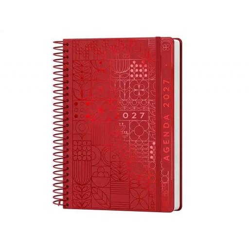 AGENDA AÑO SYROS ROJO 2027 DÍA PÁGINA A5 ESPIRAL