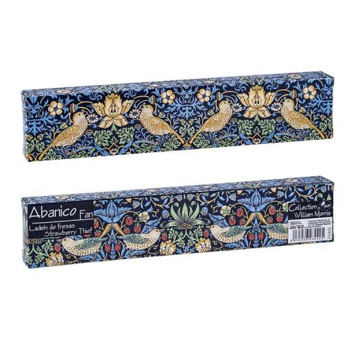 ABANICO DE MADERA Y TELA LADRÓN DE FRESAS "William Morris" [2]